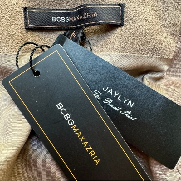 BCBGMAXAZRIA Jaylyn Faux Suede Pencil Skirt - Size M - Mocha / Corpcore - Picture 5 of 9